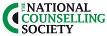 The National Counselling Society logo with the organisation name in bold uppercase black and green text on the right.
