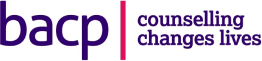 The British Association For Counselling and Psychotherapy logo is shown with the words counselling changes lives in purple text on a white background